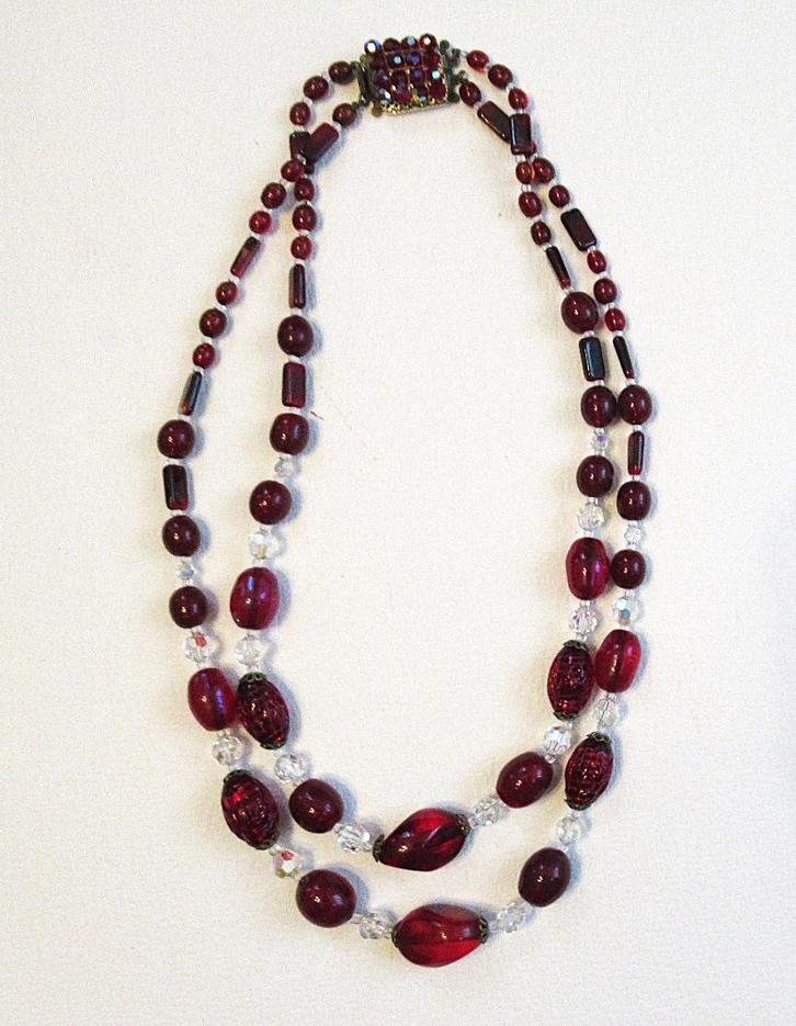 Vintage twee strengen collier met Venetiaanse glaskralen '60, Sieraden, Tassen en Uiterlijk, Antieke sieraden, Ketting, Overige materialen