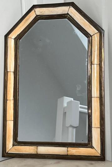 Antieke spiegel Octagon - been op messing - 26,5x34,5 CM beschikbaar voor biedingen