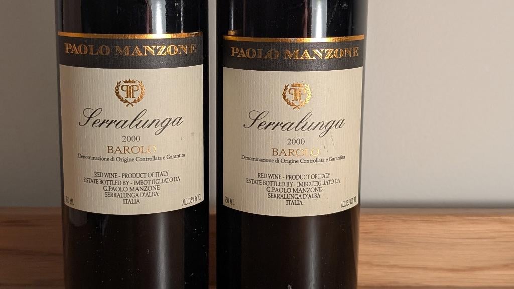 2 x 2000 Barolo Serralunga - Paolo Manzone, Zo goed als nieuw, Rode wijn, Vol, Italië