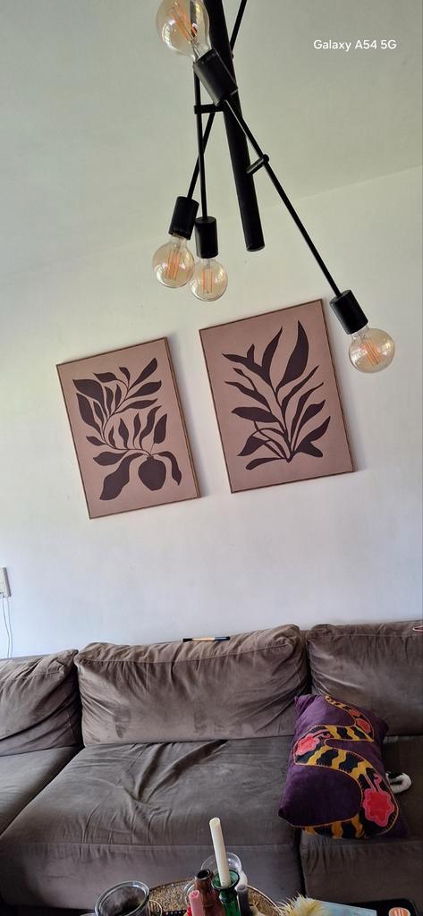 Japandi Schilderijen Karwei, Huis en Inrichting, Lampen | Hanglampen, Zo goed als nieuw, 50 tot 75 cm, Hout, Ophalen of Verzenden