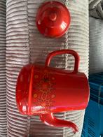 Vintage rode theepot met deksel, Witgoed en Apparatuur, Waterkokers, 1 tot 2 liter, Ophalen, Gebruikt, Rvs