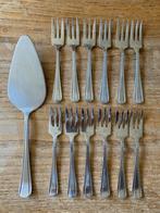 12 Vintage Sola GZ 640 gebaksvorkjes (breed) + taartschep, Antiek en Kunst, Ophalen of Verzenden