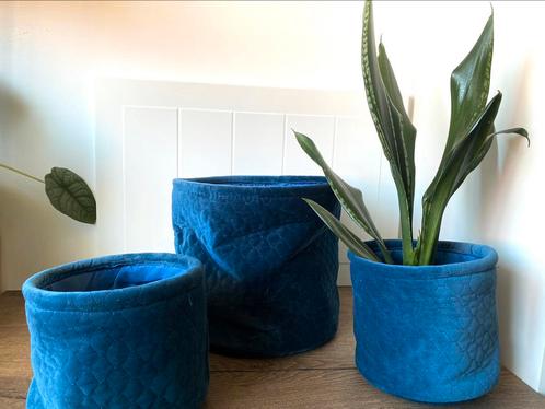 Intratuin velours manden set / bloempot manden, Tuin en Terras, Bloempotten, Zo goed als nieuw, Overige materialen, Minder dan 25 cm