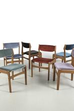 in Velvet Refurbished vintage Deense eetkamerstoelen SALE, Ophalen, Hout, Overige kleuren, Eén