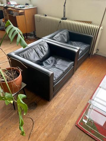 Vintage Artifort leren fauteuils - set van 2 beschikbaar voor biedingen
