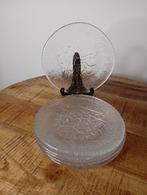 6x prachtig frosted glas dessert-/kaasborden-Pukeberg Sweden, Huis en Inrichting, Keuken | Servies, Ophalen of Verzenden, Bord(en)