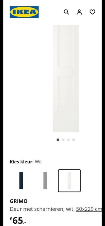 Witte ikea pax grimo deur met scharnieren beschikbaar voor biedingen