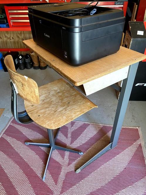 vintage school bureautje + stoel + canon printer/scanner, Kinderen en Baby's, Kinderkamer | Tafels en Stoelen, Gebruikt, Stoel(en)