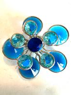 Mooie broche glas lucite bloem, Verzenden, Zo goed als nieuw, Blauw, Overige materialen