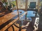 Schitterende glas met staal/ aluminium  salontafel, Ophalen, Zo goed als nieuw