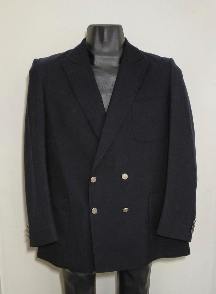 Donkerblauwe klassieke double breasted blazer van Burberry, Kleding | Heren, Kostuums en Colberts, Zo goed als nieuw, Maat 48/50 (M)
