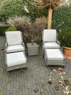 Set rieten ligstoelen, verstelbaar met kussens, Tuin en Terras, Ophalen of Verzenden, Gebruikt, 2 zitplaatsen