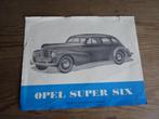 Oude autofolder Opel Super Six General Motors, Ophalen, Gelezen, Opel