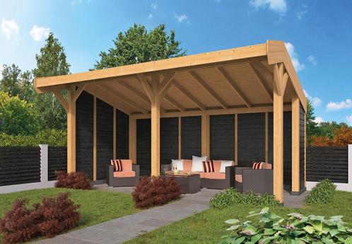 Eenmalig Douglas kapschuur 600x390cm AANBIEDING, Tuin en Terras, Tuinhuizen, Zo goed als nieuw, Blokhut, Hout, 200 tot 400 cm