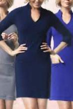 LaDress Sade S navy zgan jurk travelstuf v hals, Ophalen of Verzenden, Zo goed als nieuw, Blauw, Knielengte