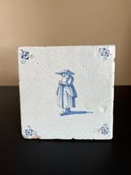 Antieke tegel Delft 17e eeuw bodemvondst aardewerk, Ophalen of Verzenden