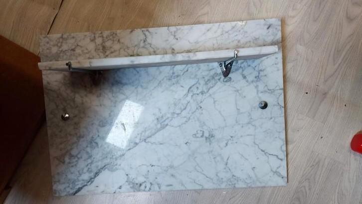 Vintage marmeren achterwand wastafel met planchet, Huis en Inrichting, Woonaccessoires | Wanddecoraties, Gebruikt, Ophalen