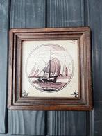 Tegel met Zeilschip in Houten Lijstje Wanddecoratie, Ophalen of Verzenden