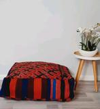 Vintage kelim poef handgemaakt in Marokko, Ophalen of Verzenden, Zo goed als nieuw, 50 tot 75 cm, 50 tot 75 cm