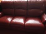 Twee Rode Leren 2-zits Relaxbanken, Huis en Inrichting, Ophalen, Gebruikt, Tweepersoons, Leer
