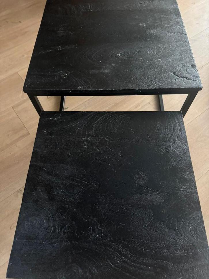Stijlvolle zwarte salon tafel, Huis en Inrichting, Tafels | Bijzettafels, Gebruikt, Vierkant, Minder dan 45 cm, 55 tot 75 cm, Hout