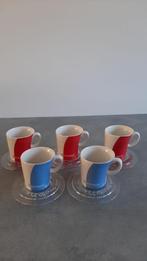 Senseo douwe egberts DE kop en schotels rood blauw bloem, Huis en Inrichting, Ophalen of Verzenden, Zo goed als nieuw, Overige stijlen