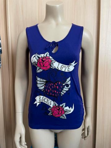 Sleeveless top shirt paars print roze roos Rue21 topje 36 S beschikbaar voor biedingen