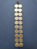 Wilhelmina afbeeldingen verzilverd dubbele rij #dubbeltjes, Sieraden, Tassen en Uiterlijk, Antieke sieraden, Verzenden, Zilver