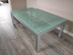 Craquelé glazen salontafel  70 x 120, Ophalen, Gebruikt, 100 tot 150 cm, 50 tot 100 cm