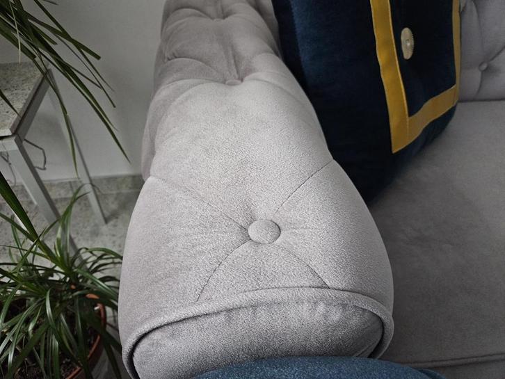 Prachtige bankset in grijs & navy blauw met opbergruimte!, Huis en Inrichting, Banken | Bankstellen, Zo goed als nieuw, Vierpersoons of meer