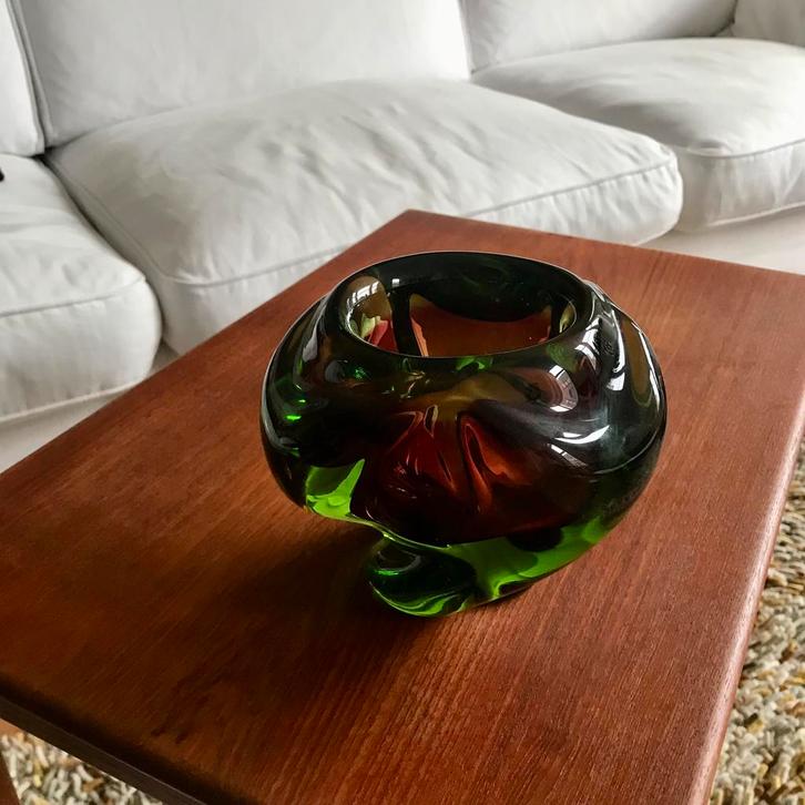Boheemse glazen vaas Josef Hospodka vintage, Antiek en Kunst, Antiek | Glas en Kristal, Ophalen of Verzenden