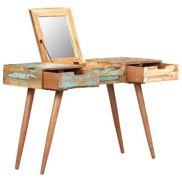 Kaptafel met spiegel 112x45x76 cm massief gerecycled hout beschikbaar voor biedingen