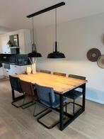 6 suede/leren eetkamerstoelen van Pronto, Ophalen, Gebruikt, Bruin