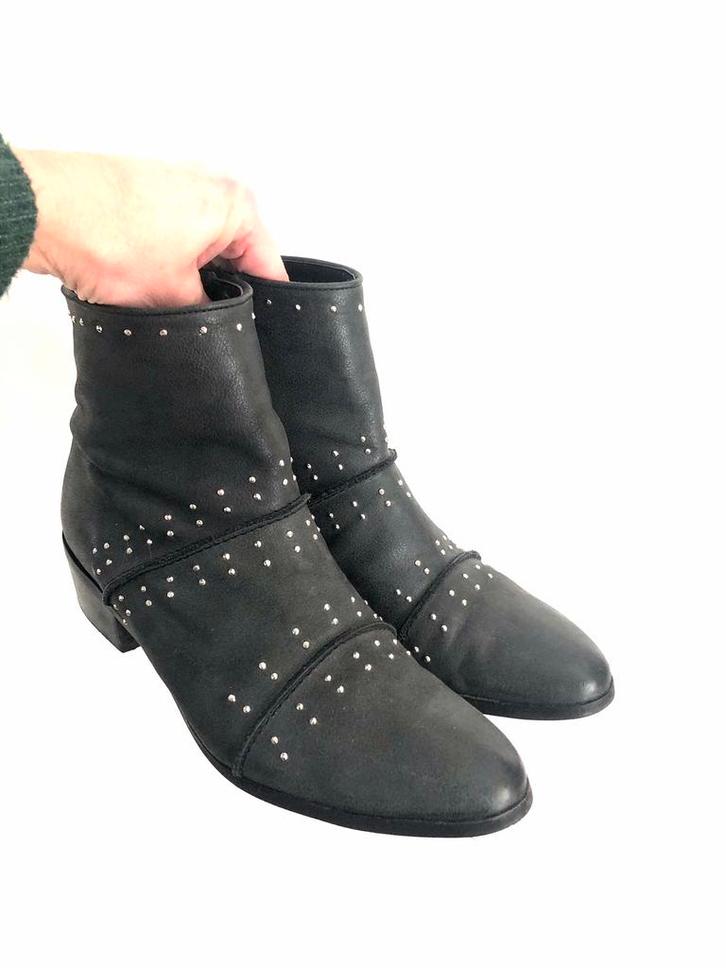 Manfield lederen enkellaarsjes - maat 39 - 1x gedragen, Kleding | Dames, Schoenen, Zo goed als nieuw, Lage of Enkellaarzen, Grijs