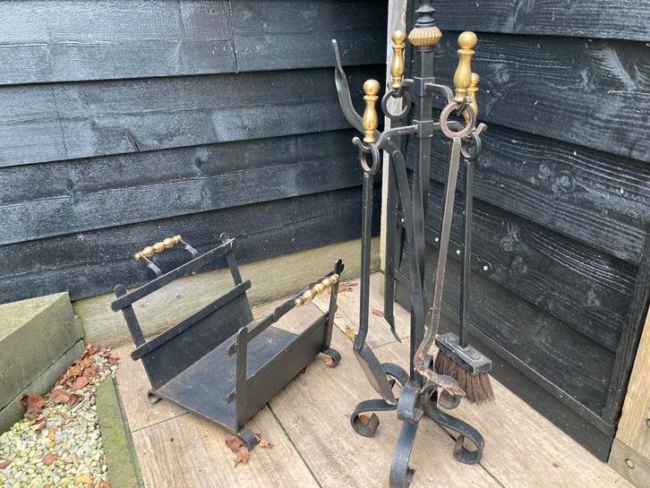 Haardstel met houtbak - Opknapper, Huis en Inrichting, Haarden, Gebruikt, Houthaard, Ophalen