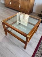 Vintage teak salontafel / koffietafel, Ophalen, Gebruikt, 50 tot 100 cm, Glas