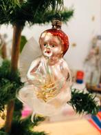 Antieke kerstbal engel op wolk oude kerstversiering, Diversen, Kerst, Ophalen of Verzenden, Gebruikt