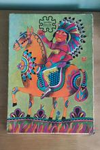 Vintage (retro) oud puzzel Indiaan te paard Jumbo, Ophalen of Verzenden, Meer dan 50 stukjes