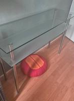 Glazen sidetable rvs, Huis en Inrichting, Tafels | Sidetables, Ophalen, Zo goed als nieuw, 25 tot 50 cm, Rechthoekig