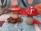 Twee keramiek paddenstoelen 18 en 16 cm hoog, Ophalen of Verzenden, Zo goed als nieuw
