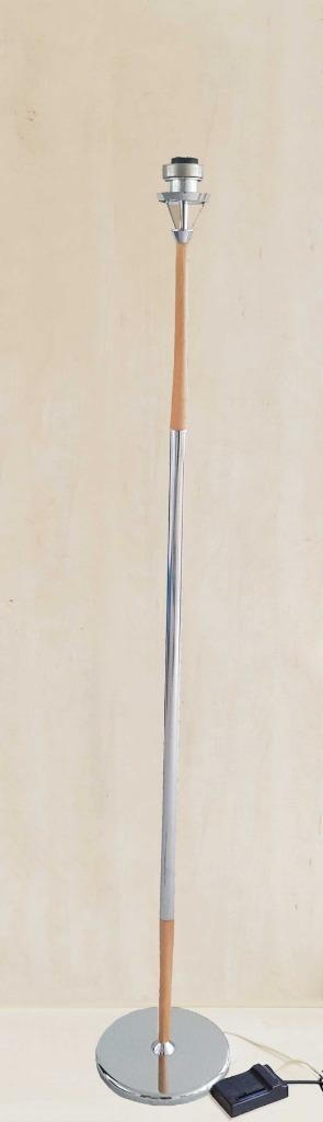 Vloerlamp uplight chroom/hout combi lampenkap ontbreekt, Huis en Inrichting, Lampen | Vloerlampen, Gebruikt, 150 tot 200 cm, Hout