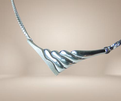 Zeldzame MOSER&PFEIL modernist design ketting vaste hanger!, Sieraden, Tassen en Uiterlijk, Kettingen, Zo goed als nieuw, Zilver