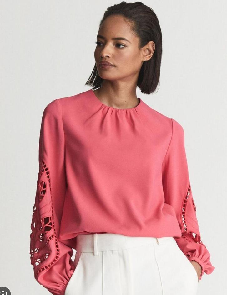 elegante rose blouse / top van Reiss mt 38 zgan broderie, Kleding | Dames, Blouses en Tunieken, Zo goed als nieuw, Maat 38/40 (M)