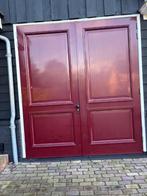 Dubbele Hardhout Garagedeuren 245  x 277, Doe-het-zelf en Verbouw, Deuren en Horren, Ophalen, Gebruikt, Garagedeur, Hout