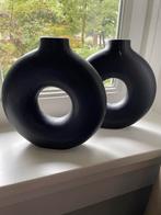 Zwarte Donut Vazen - Set van 2, Zwart, Aardewerk of Porselein, Ophalen of Verzenden, Zo goed als nieuw