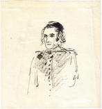 Louis Saalborn o i inkttekening "Zelfportret met Uniformjas, Antiek en Kunst, Ophalen
