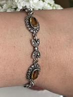 Prachtige zilveren vintagearmband met citrien edelstenen, Ophalen of Verzenden, Zo goed als nieuw, Zilver