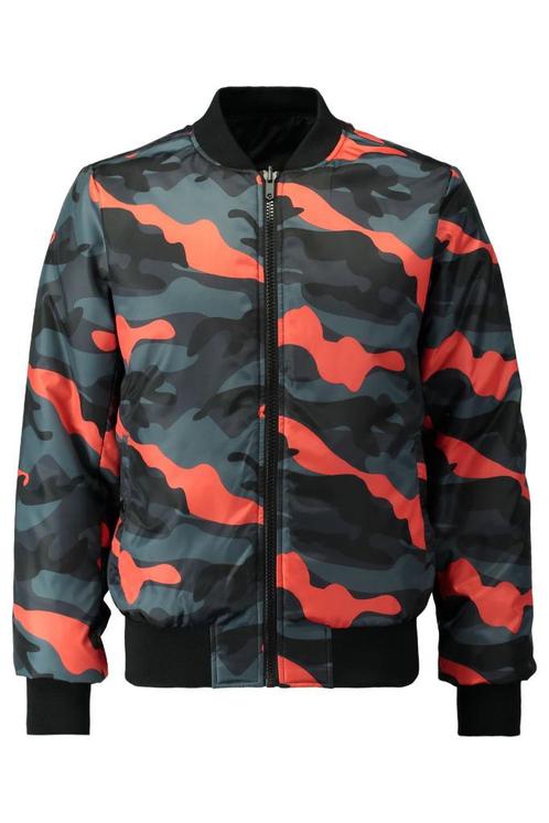 Nieuwe Heren Bomberjack - Camouflage - Grijs/Oranje Maat XXL, Kleding | Heren, Jassen | Zomer, Nieuw, Overige maten, Overige kleuren