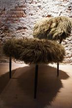 Olijfgroene Hairy fauteuil armchair (homestock), Huis en Inrichting, Fauteuils, Ophalen of Verzenden, Gebruikt, 75 tot 100 cm