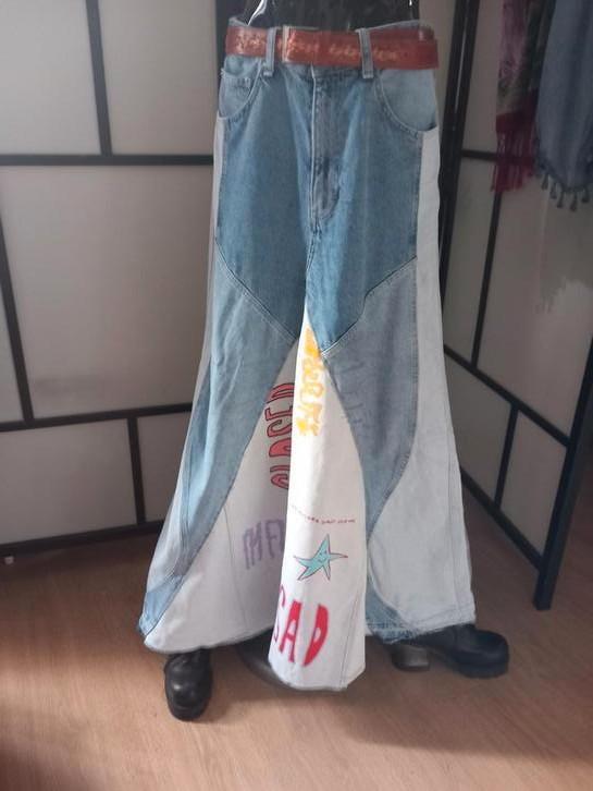 Handmade unieke spijkerrok. Hippie bohemian, Kleding | Dames, Rokken, Nieuw, Maat 38/40 (M), Blauw, Onder de knie, Verzenden